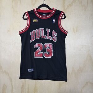 Michael Jordan Bulls 23 NBA Finals Jersey Youth L Black Chicago Vintage